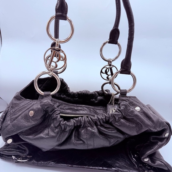 Bolzano Fiore Huge Black Leather Satchel Women's Bag - Picture 2 of 14